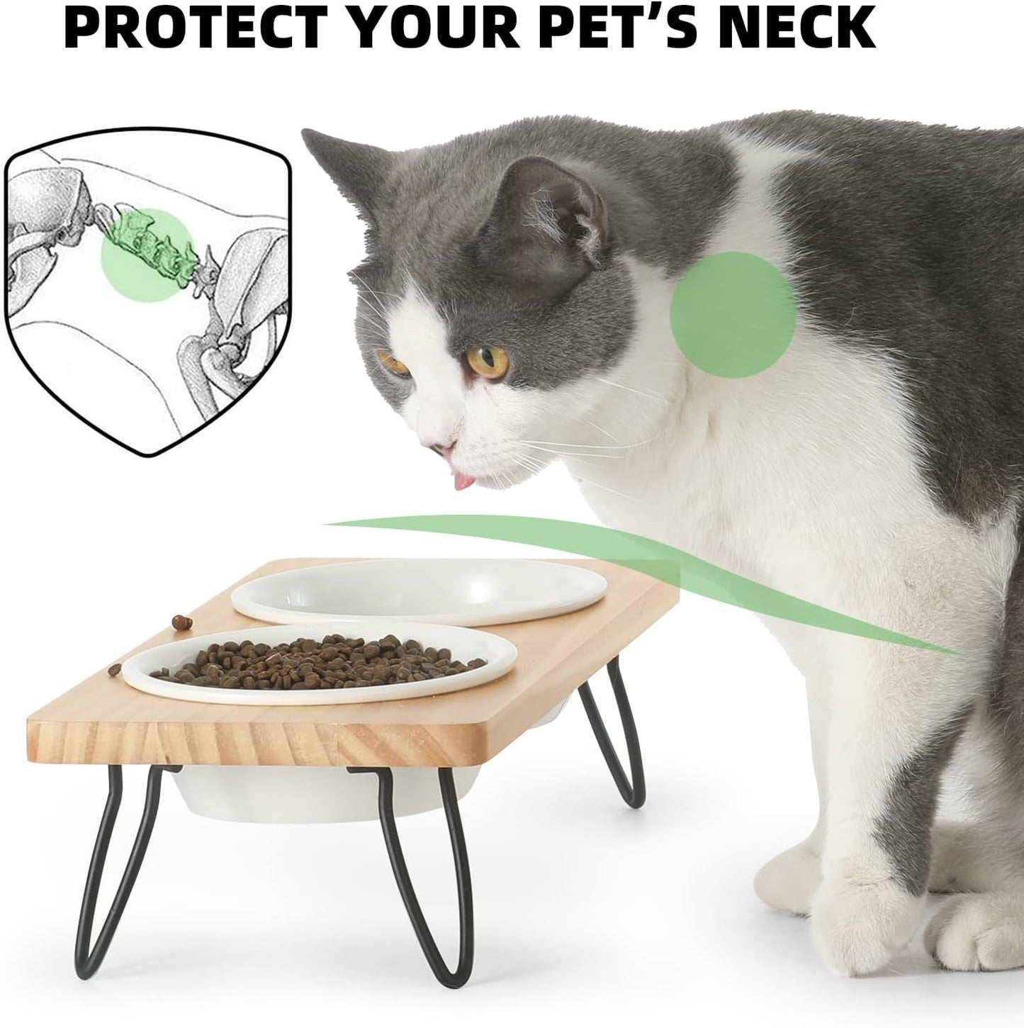 FUKUMARU 2PCS Ceramics Pet Bowl Set, Microwave Heating Food Bowls, Cat & Dog Food and Water Replacement Bowl for FUKUMARU CC50/CC70/CC80