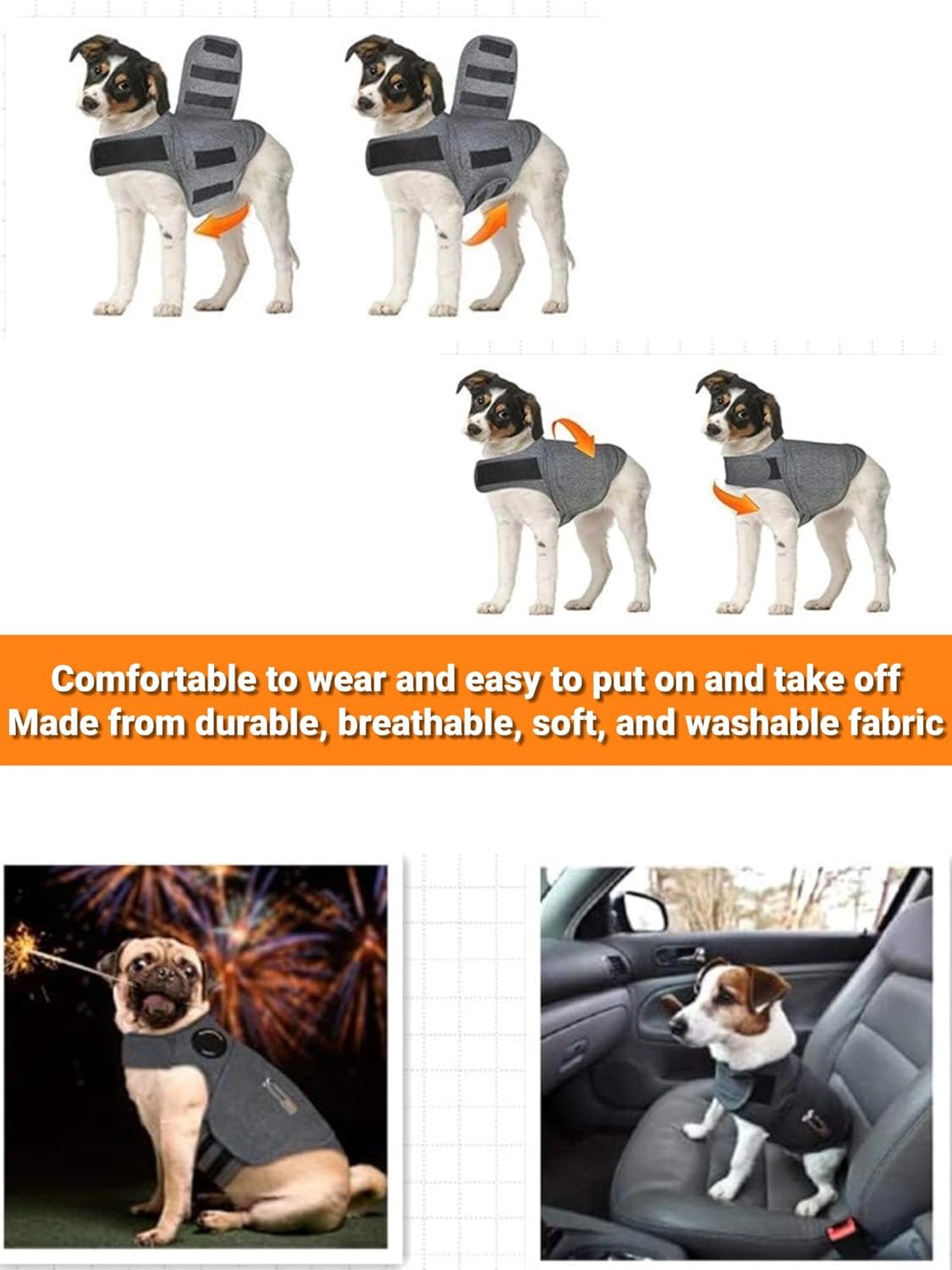 Comfortable Shirt Thunder Dog Anxiety Jacket Anti-Anxiety Shirt Stress Relief Keep Calm Clothes (Small)