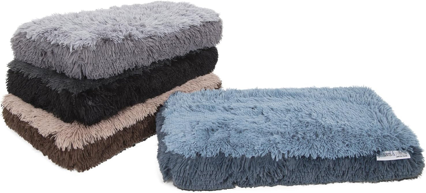 Paws & Pals Dog Bed for Pets & Cats - Fuzzy Foam Deluxe Premium Bedding Cuddler Lounger Two-Toned Design for Home & Crate (Medium, Blue)