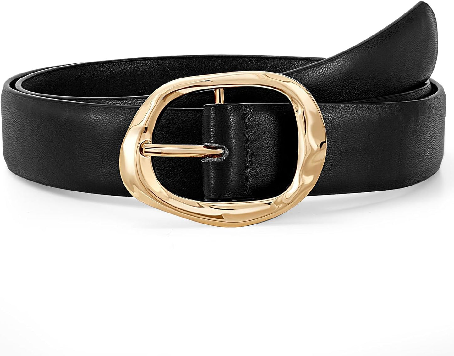Women Leather Belt for Jeans Pants Ladies Casual Waist Belt Fashion Women Belt with Gold Buckle