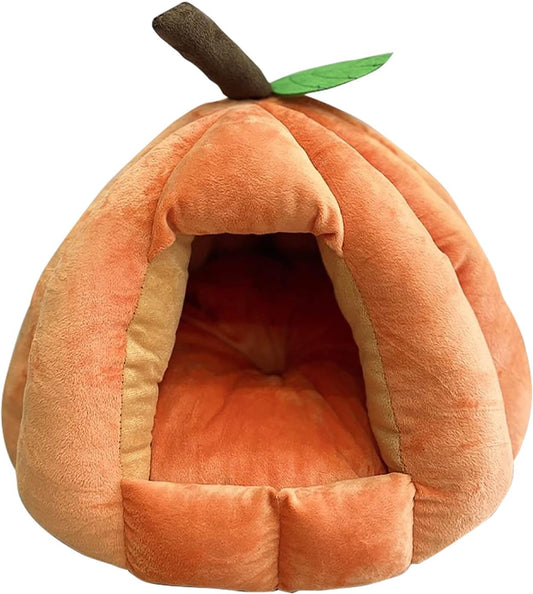 Cat Bed for Indoor Cats Machine Washable Cat Tent Dog Beds for Small Dogs, Puppy, Kitten, Rabbit Soft and Warm Indoor Cat House,Orange,M