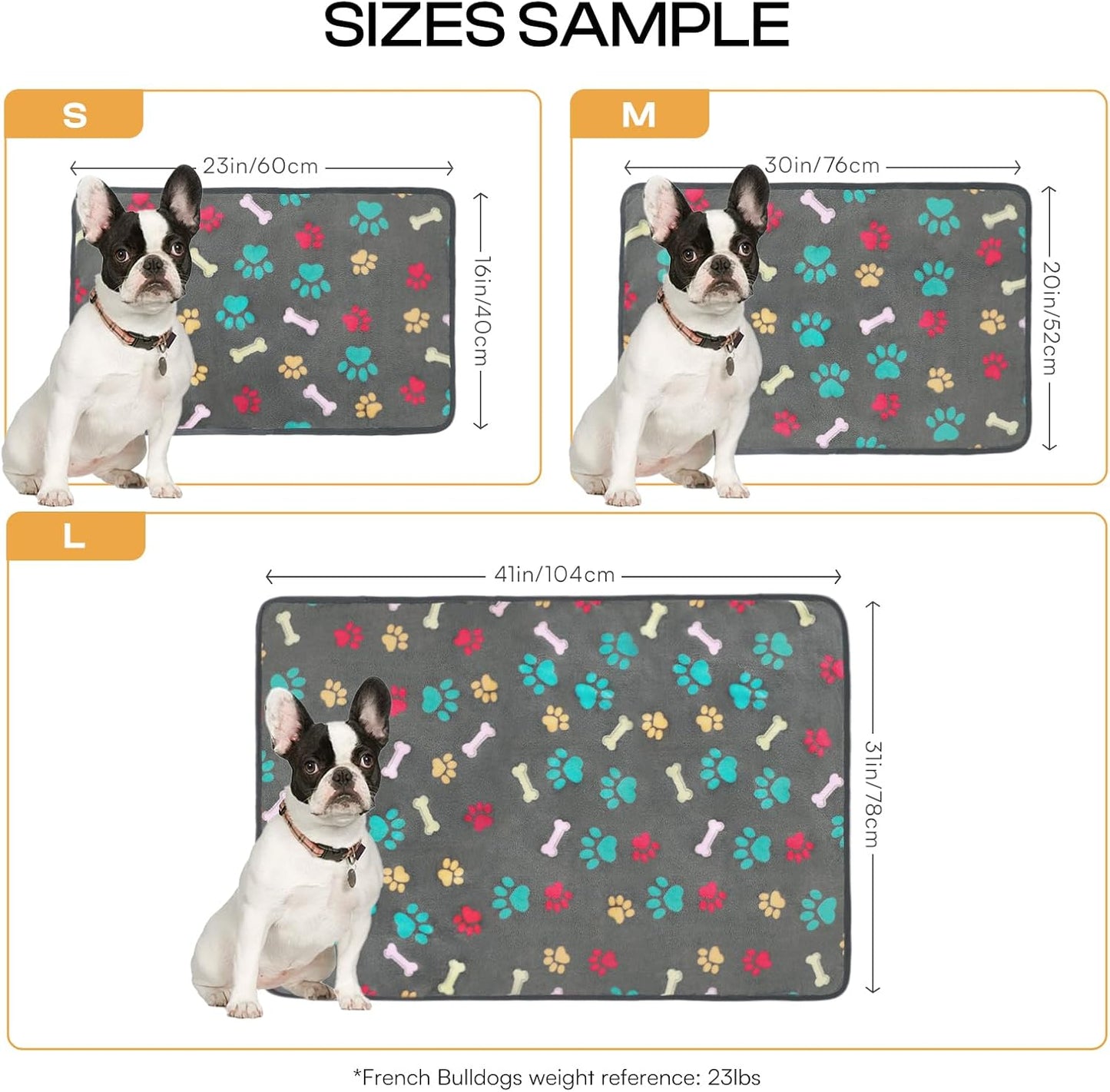 Luciphia 1 Pack 3 Blankets Fluffy Premium Fleece Pet Blanket Flannel Paw Printed Throw for Dog Cat(Small 23x16'', Grey/Brown/Blue)