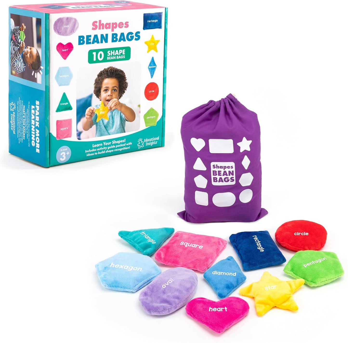 Educational Insights Shapes Bean Bags - Toddler Learning Toys, Learn Shapes and Colors, Sorting Toys for Toddlers, Preschool Classroom Must Haves, Tactile Manipulatives for Kids Ages 3+