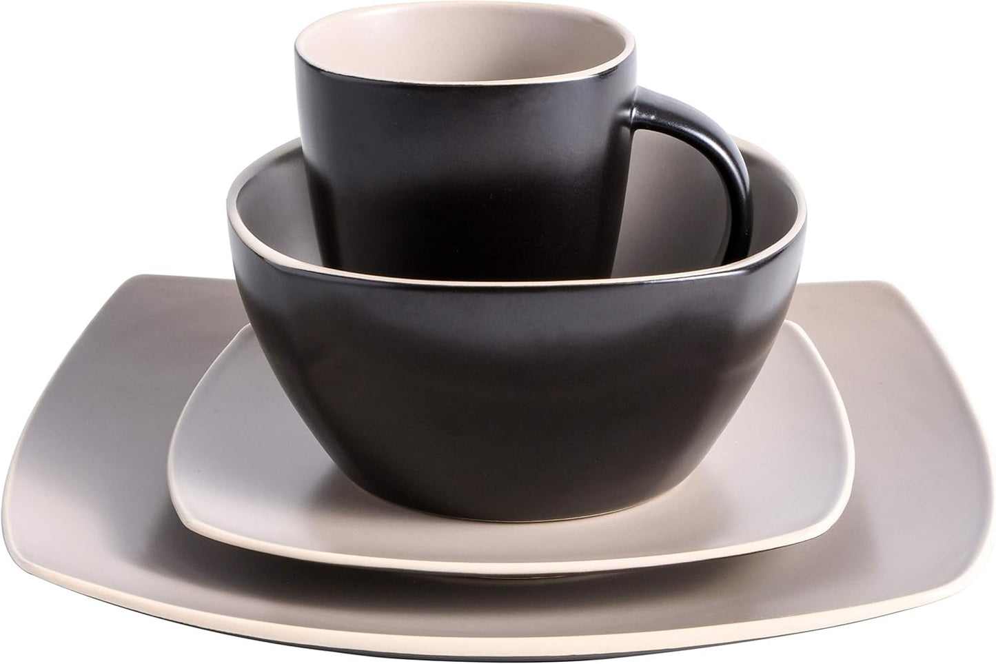 Gibson Elite Soho Lounge Dinnerware Set, Service for 4 (16pcs), Matte Taupe