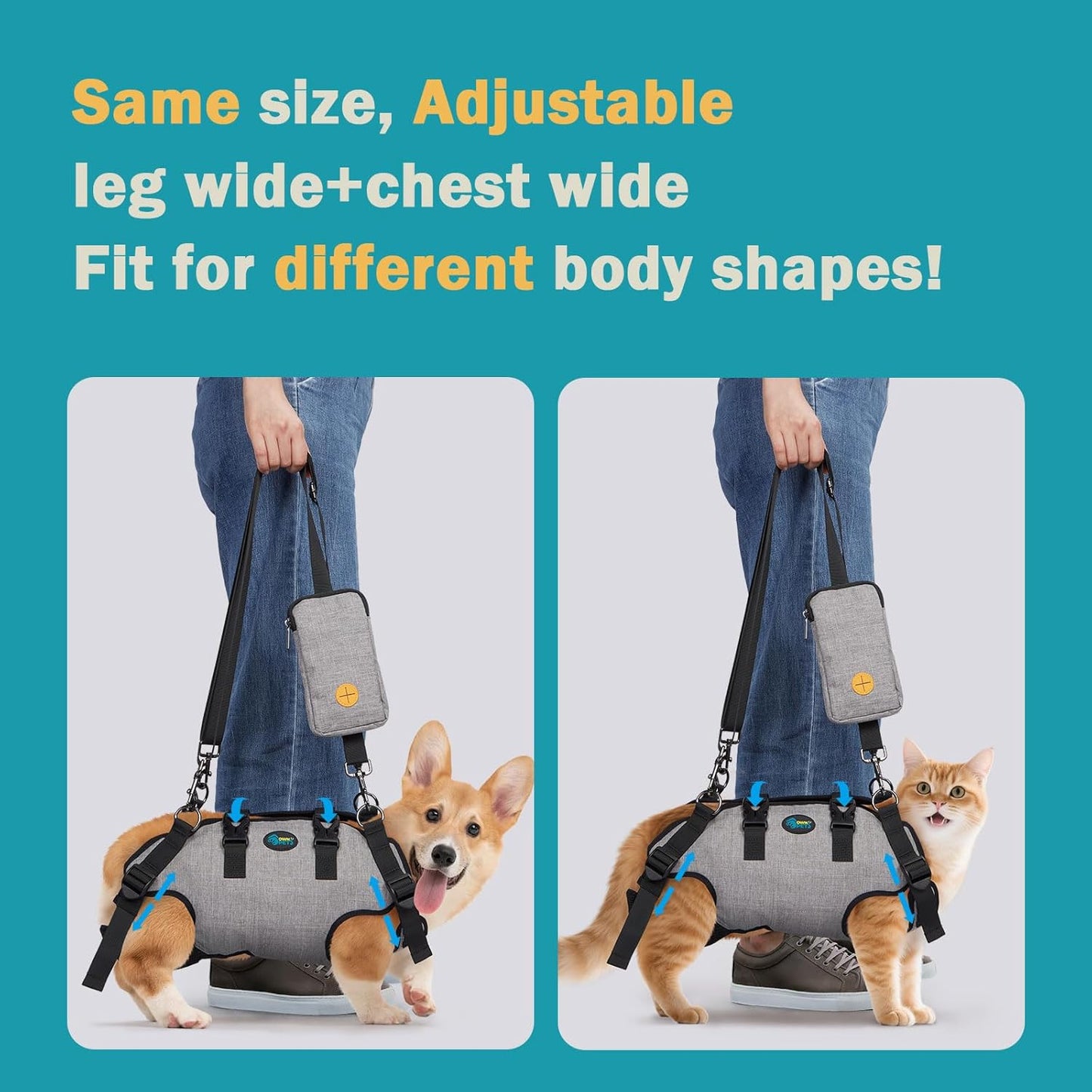 Ownpets Dog Sling Harness, Outdoor Sling Bag for Spine Protection, Whole Body Support, Support Vest to Assist Aged Dogs, Outdoor, XS