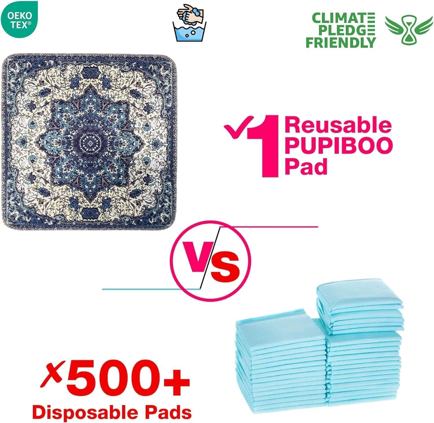 PUPIBOO Washable Pee Pads for Dogs and Cats - Super Absorbent Reusable Puppy Training Pads - 100% Waterproof, Leak-Proof & Non-Slip Whelping Pads for Pet Housebreaking