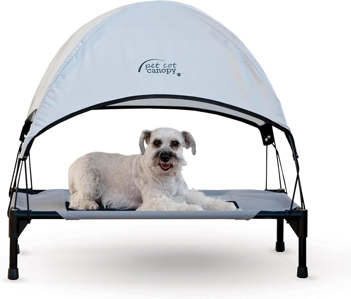 K&H Pet Products Original Pet Cot Elevated Dog Bed & Cot Canopy, Chocolate/Black Mesh, Gray