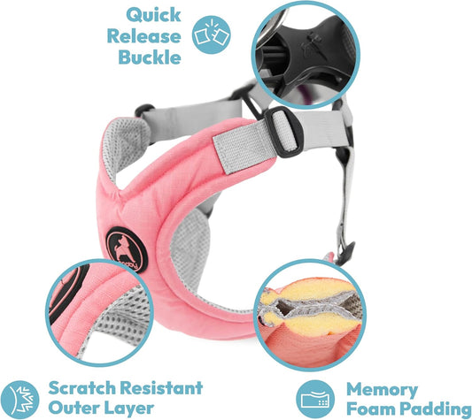 Gooby Memory Foam Step in Harness - Pink, Small - No Pull Dog Harness with Patented Choke-Free X Frame for Small to Medium Dogs
