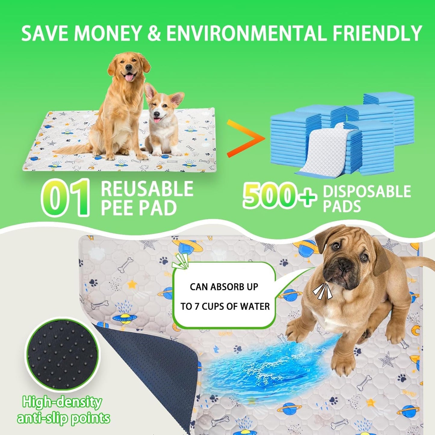 Reusable Dog Loo System with Artificial Grass Turf&Pee Pads&Tray, for Puppy Potty Training is Portable&Easy to Clean,35x23in Large Dog Litter Box Toilet for Indoor/Outdoor use（Large）