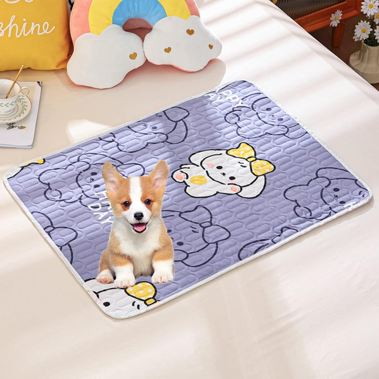 Guinea Pig Cage Liners, 2 PCS Rabbit Bedding Mats Pet Waterproof Pee Pads Small Animals Soft Non-Slip Washable Training Pads for Cat Chinchilla Puppy (23.6 x 55.1 inches)