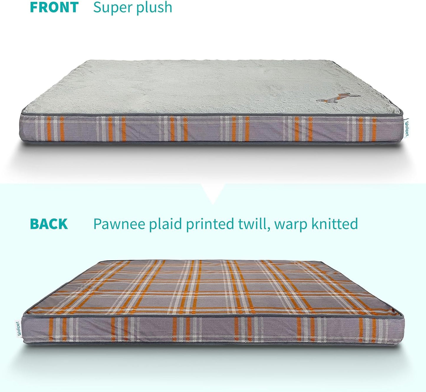 Orthopedic Dog Bed for Medium Dogs Dog Pillow Bed with Removable Washable Cover Egg Crate Foam Pet Bed Mat Plaid Pet Mattress Suitable for Dogs Up to 65lbs (35"x25"x3", M. Gray)