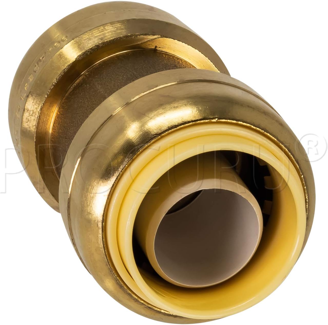 [10-Pack] PROCURU 1/2-Inch PushFit Coupling, Push-to-Connect Brass Plumbing Fitting for Copper, PEX, CPVC, PE-RT Pipe, LF Certified Safe (8X1012-10P)