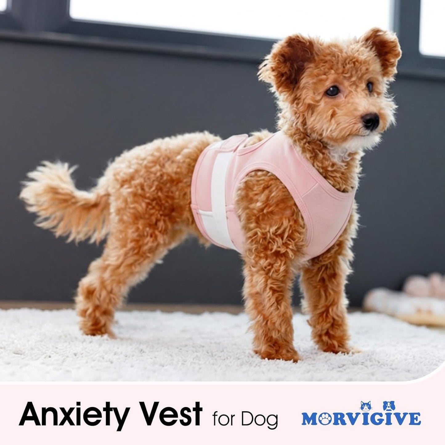 XS Dog Anxiety Vest,Sleeveless Calming Jacket | Adjustable Wrap The Chest for Small Dogs,Soft Lightweight Easy to Wear,Relief Anxious,Fear of New Places,Social Stress (Pink)