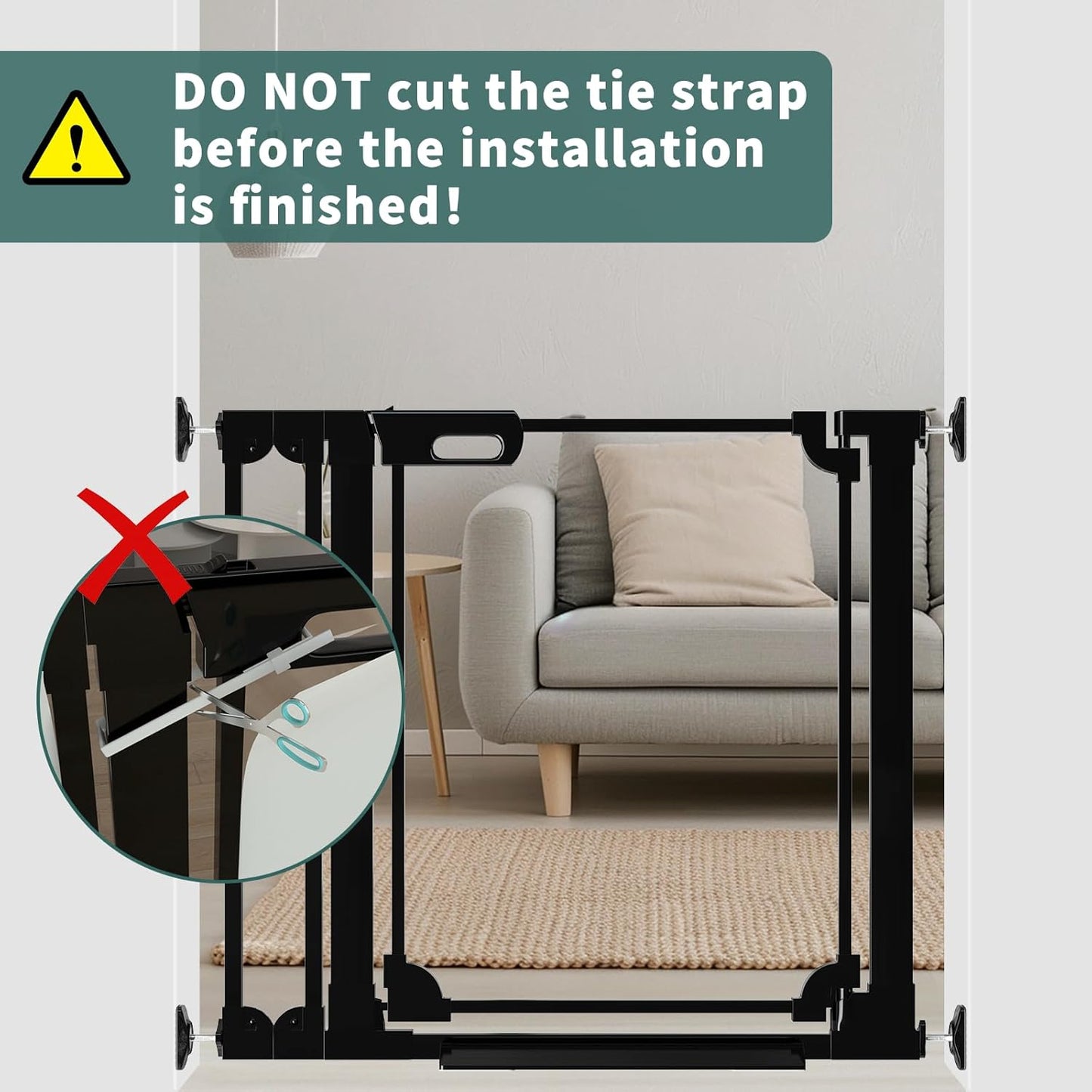 Clear Baby Gate 29.13-37.79" Wide Acrylic Safety Proof Dog Puppy Pet Barrier for Stairs, Transparent Adjustable Pressure Mounted No Drill Auto Close Indoor, Doorways, Hallway,Black