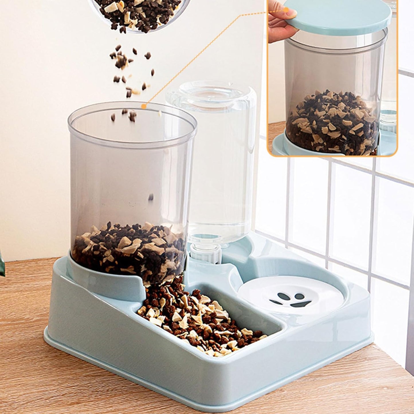 Pet Automatic Waterer Feeder Food Container Bowl Water Fountain 2 in 1 Large Dog Water Feeder Feeders