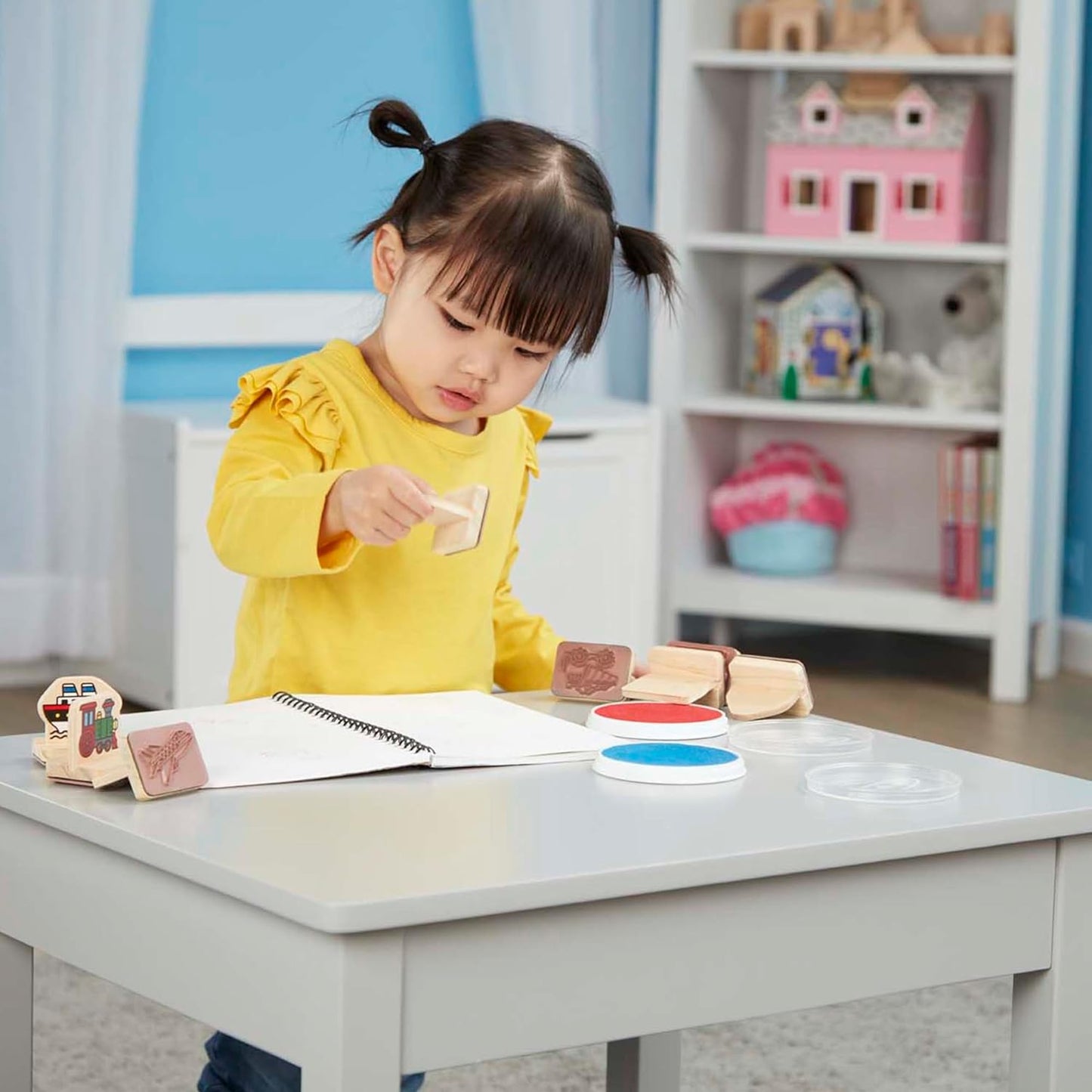 Melissa & Doug My First Wooden Stamp Set - Vehicles Kids Art Projects, Stamps with Washable Ink, Vehicle Toys for Kids Ages 4+