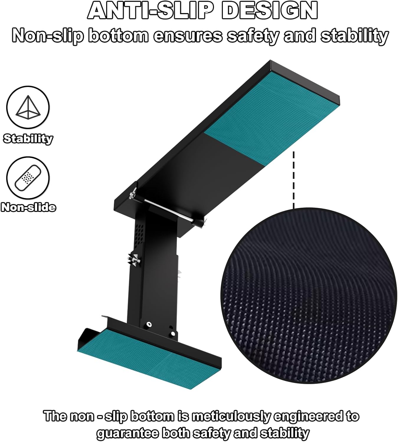Foldable Ladder Extender for Stairs-Heavy-Duty Ladders Leveler-Adjustable 11.8-19.1" Height/Platform 23.7x7.5"/Non-Slip Mat-Ladder Extension Aide Stabilizer for Extension/Straight/Telescopic Ladders
