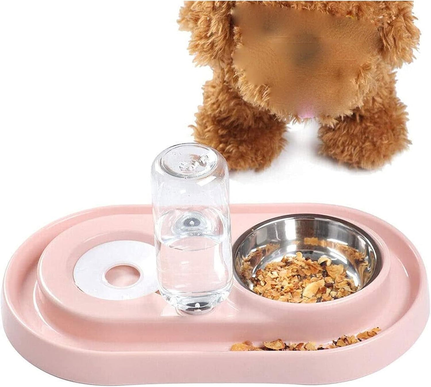 Pet Water Dispenser Station Auto Replenish Gravity Waterer Drinking Fountain Bottle Bowl Dish Portable Stand for Small Dog Cat Animal