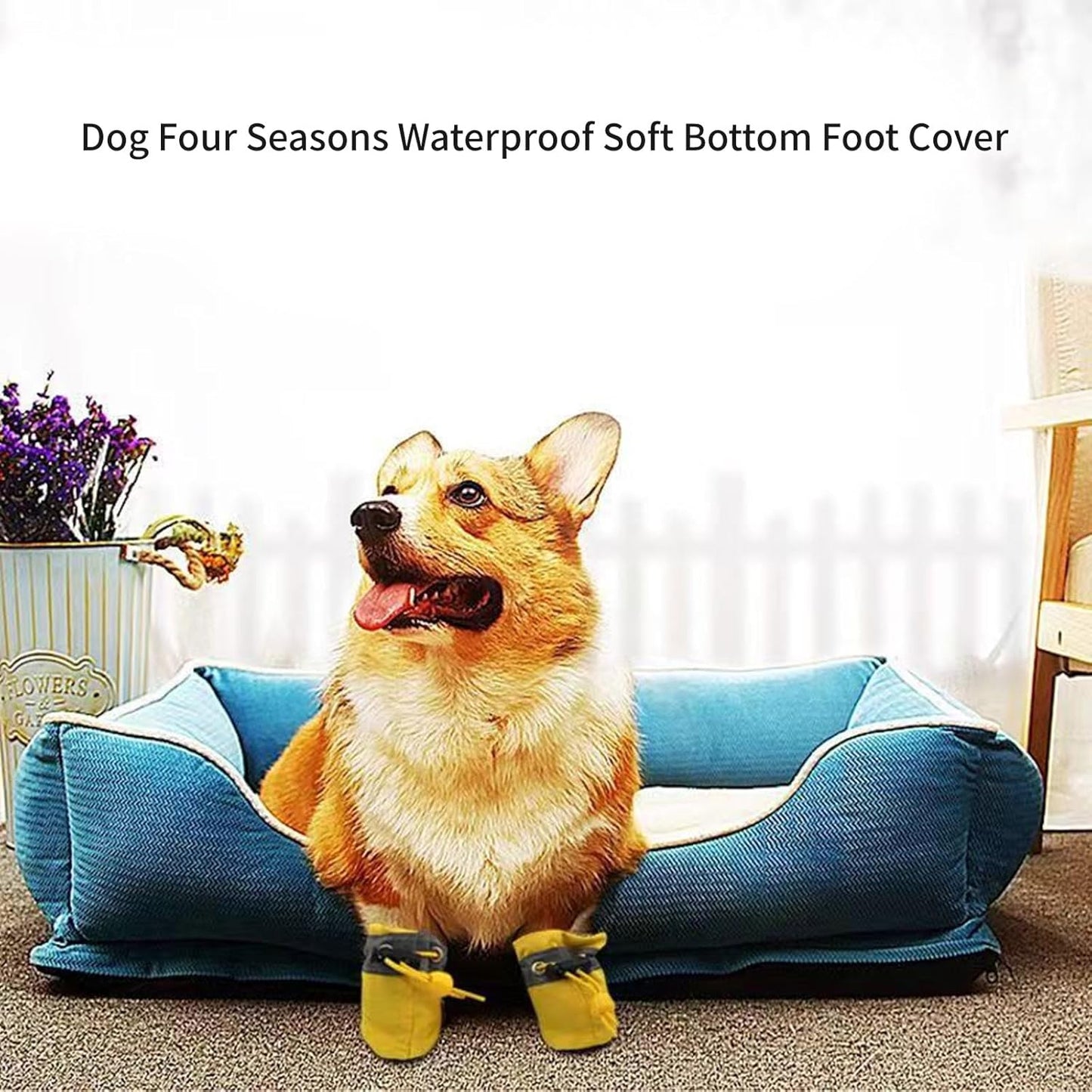 Dog Shoes with Drawstring Closure, All-Season Protective Socks for Small/Large Pets (4Pcs) Dog Socks