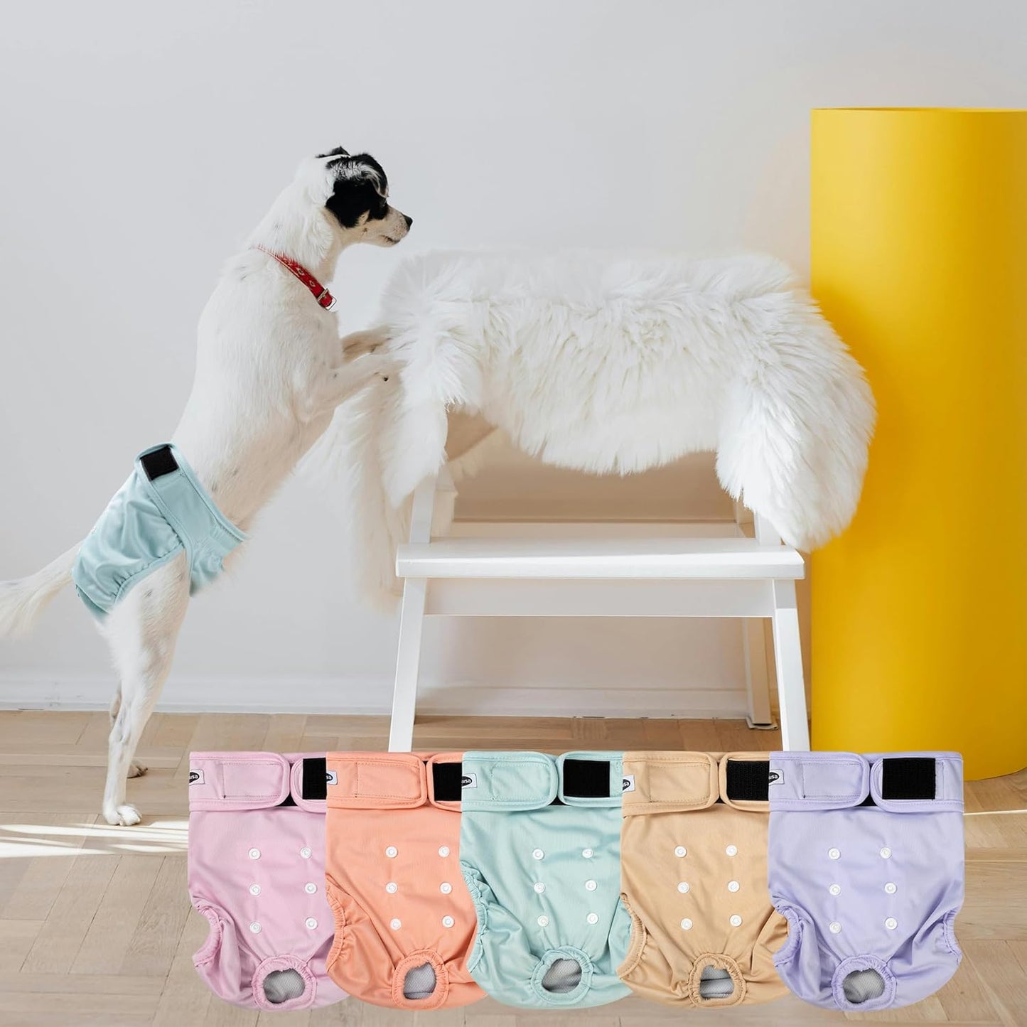 Reusable Washable Dog Diapers Female, Highly Absorbent Doggie Diapers, Size Adjustable Puppy Diapers for Dog Period Panties(5 Pack)