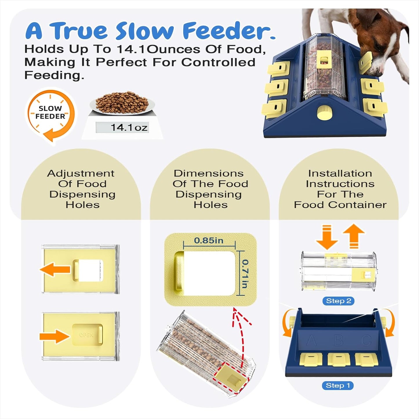 KADTC 2 Levels of Challenge,Large Size,Paw-Activated Rolling Dog Puzzle Feeder Toy,U.S. Brand & Design,Treat Puzzles Feeding for Small Medium Dogs Mental Stimulation Puppy Food Slow Dispenser Toy
