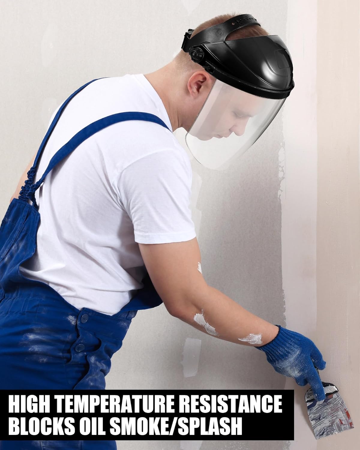8 Black Safety Face Shield for Grinding and Cutting, Full Impact Resistant Face Shield Mask for Work Chemical Woodworking (Black)