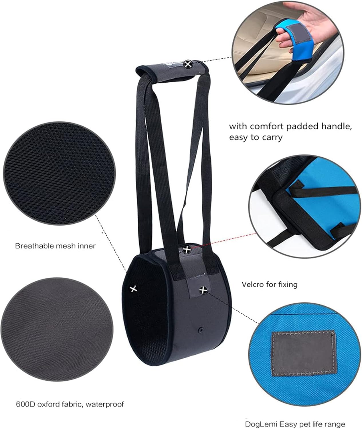 Dog Lift Support Harness With Handle for Older or Injured Canines - Adjustable Strap for Weak Hind Legs - Mobility Aid Back Sling