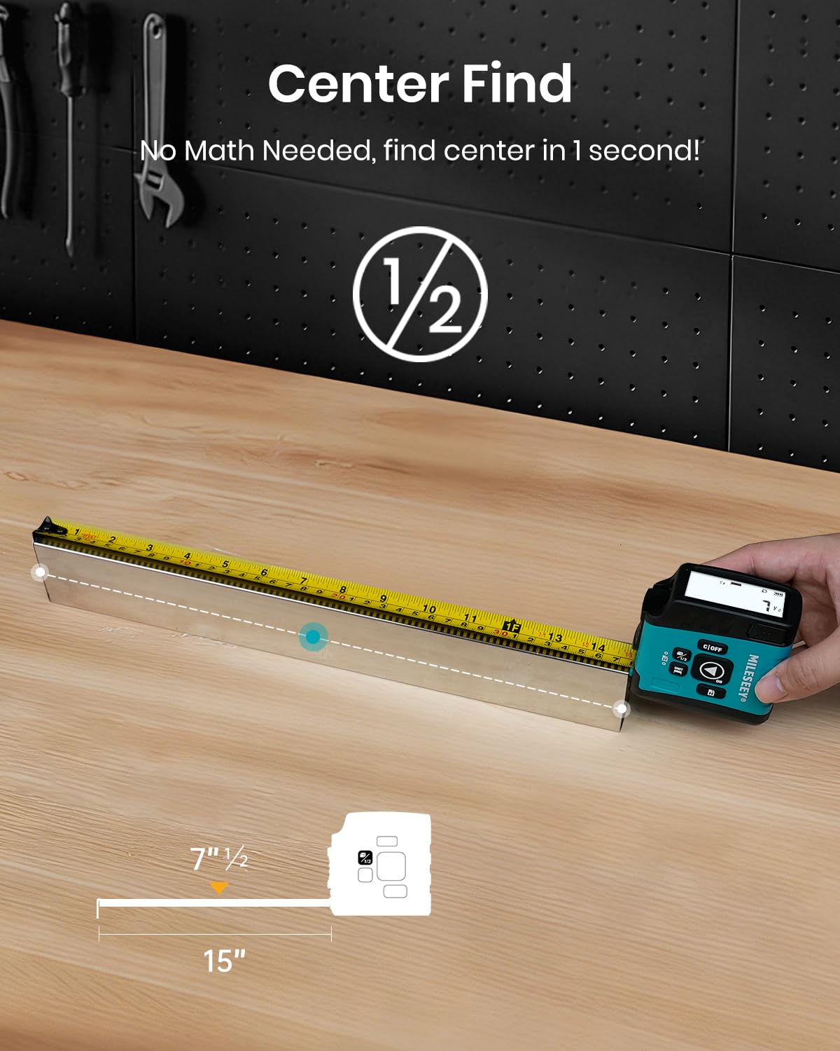 MiLESEEY DT20 Digital Laser Tape Measure,130 FT Laser Measuring Tool,16 FT Easy Read Digital Measuring Tape Retractable Manual-Locking Blade, Rechargeable Measurement Tool, Area/Volume/Pythagorean