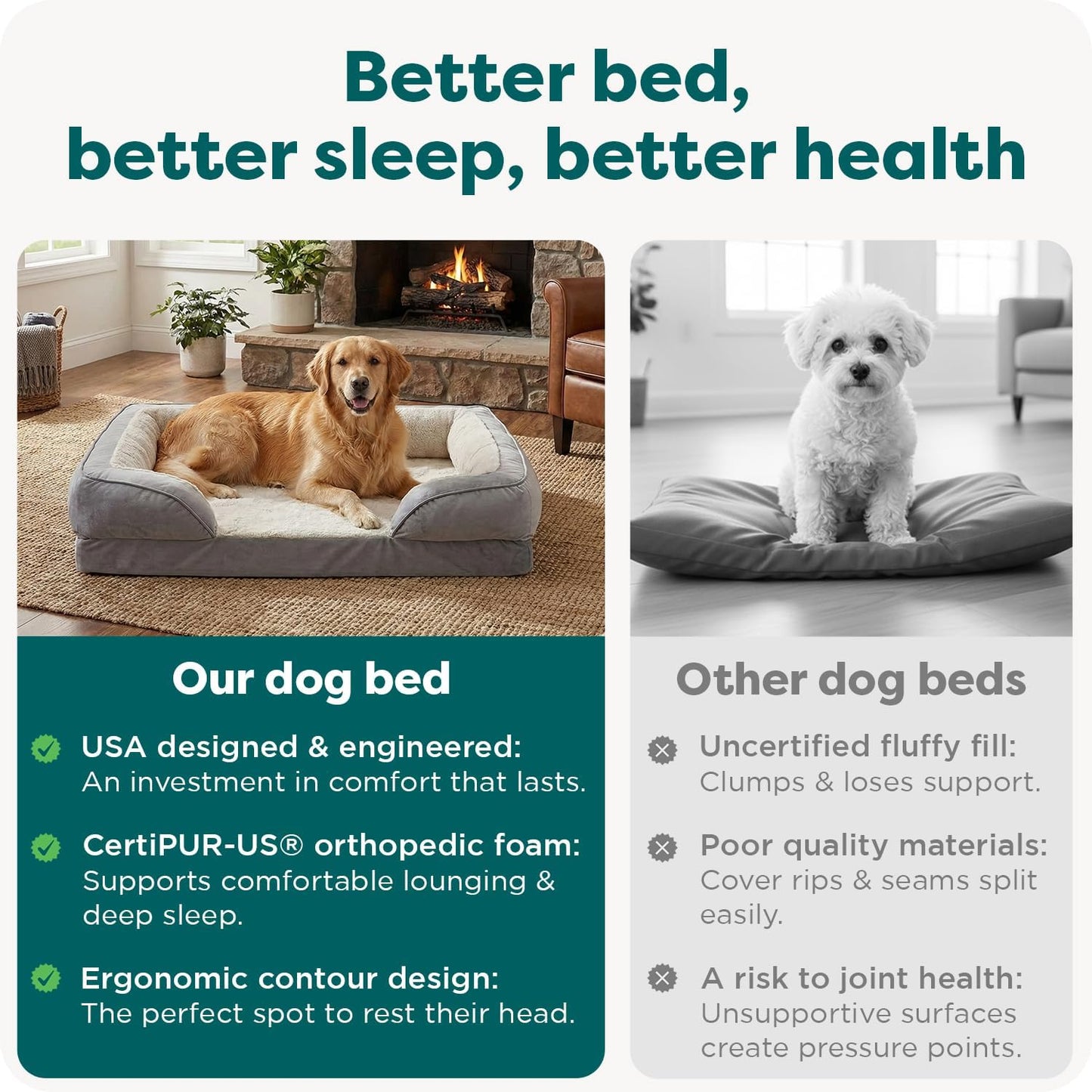 FurHaven Perfect Comfort Sofa Orthopedic Dog Bed for Large Dogs, Memory-Top Foam with a Solid Orthopedic Foam Base for Joint Support, Removable Washable Cover, Jumbo XL, Plush & Velvet, Granite Gray