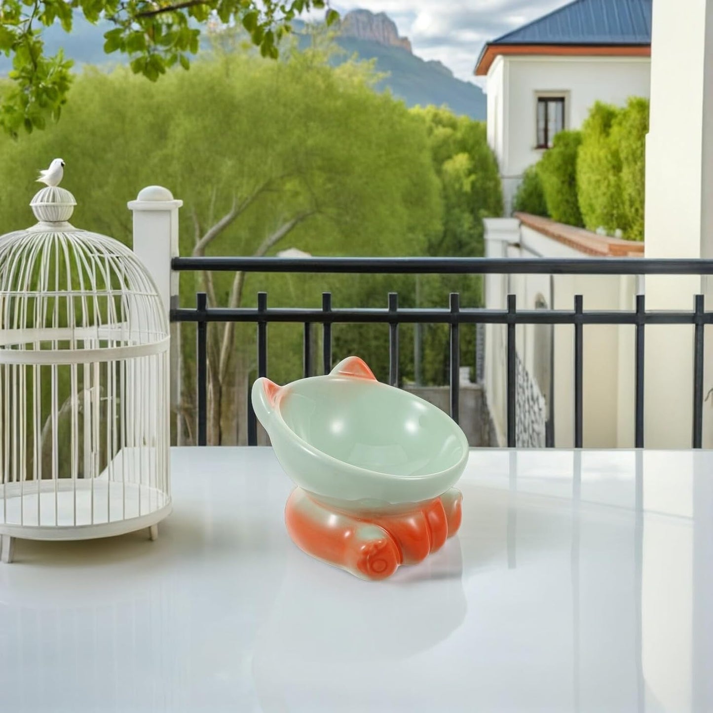 Milisten Elevated Cat Food Bowl Water Dish Raised Pet Feeder with Slow Feeding Design Sturdy Plastic Raised Cat Feeder Stand and Small Dogs Travel-Friendly Pet Eating Bowl