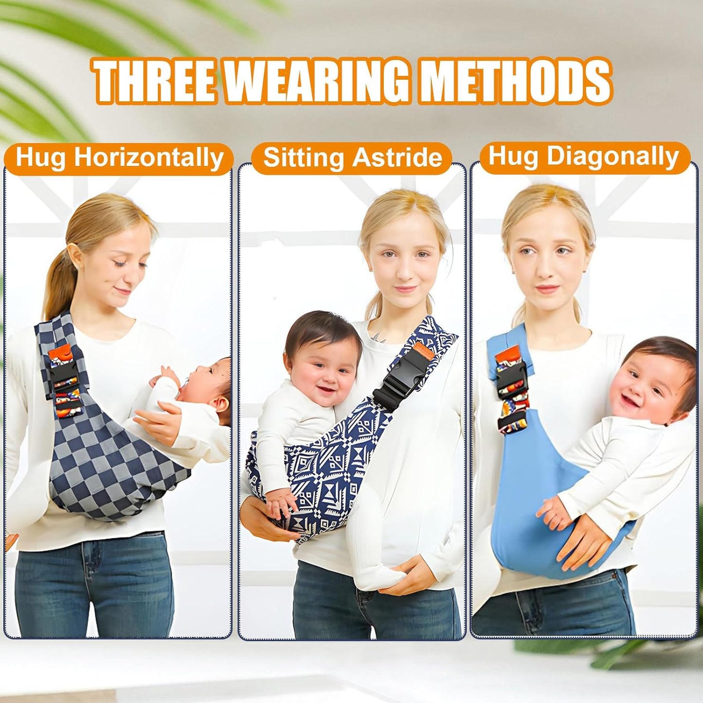 Baby Sling Carrier Newborn to Toddler, Toddler Carrier,Adjustable Baby Sling Carrier Non-Slip Hip Seat Carrier Carrying 10-30 lbs(Black)