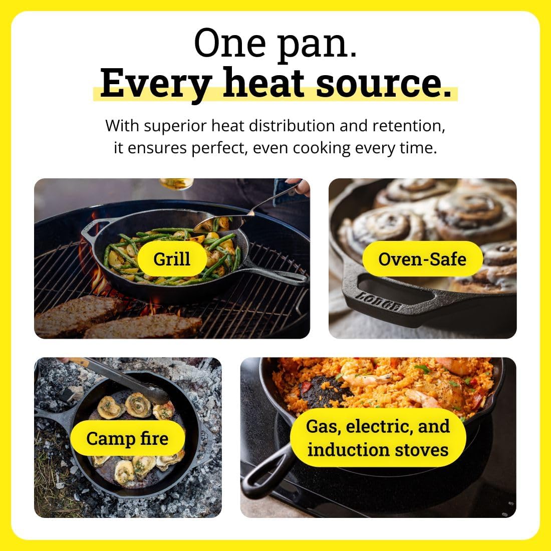 Lodge Seasoned Cast Iron Skillet Set - PFAS-Free, Non-Toxic Cookware - Use with an Oven, Stove, Grill, or Campfire - Naturally Non-Stick & Oven Safe - 8, 10.25 & 12 Inches