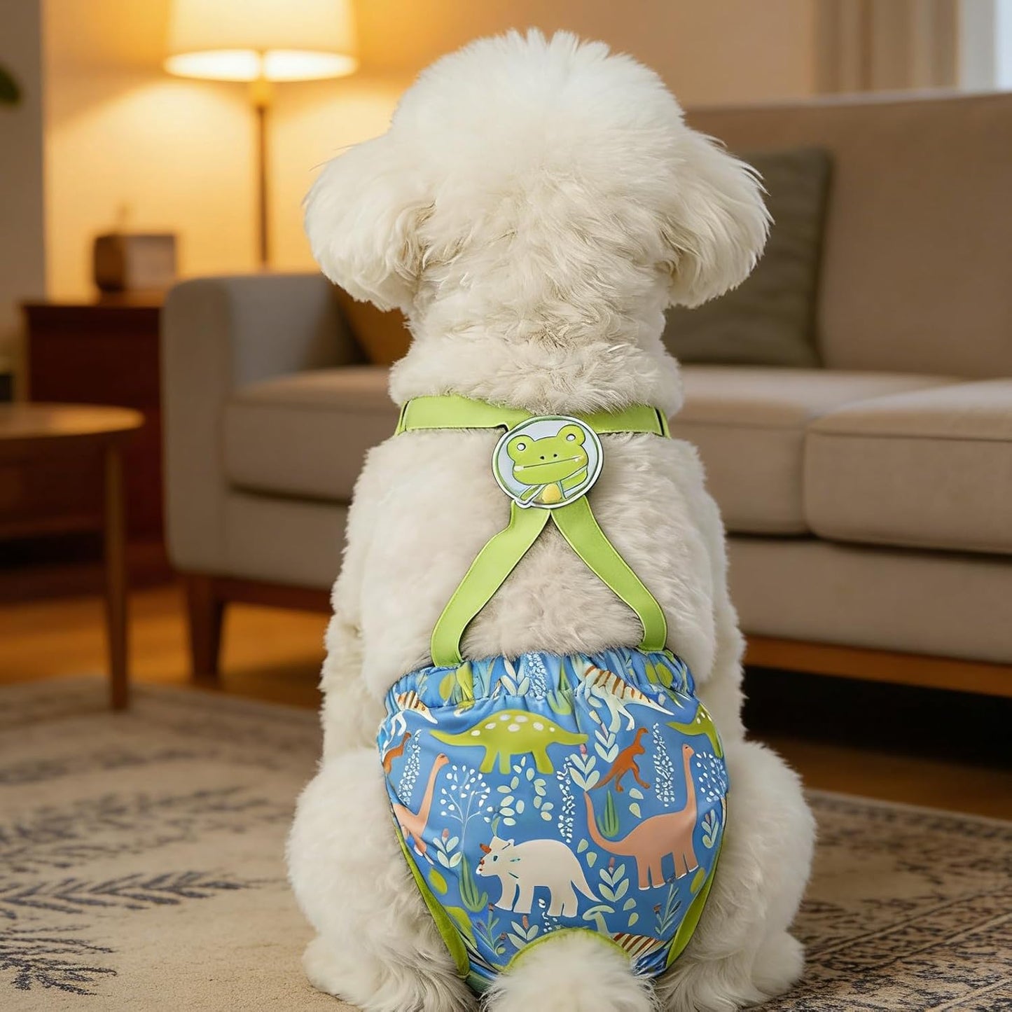 Diaper for Dogs - Washable Female Wraps with Suspender - Reusable Doggy Diaper - for Home Apartment Indoor Outdoor Travel Car Crate Kennel Yard Park Beach Camping