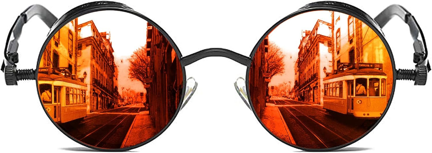 ROCKNIGHT Gothic Steampunk Round Polarized UV400 Protection Sunglasses Unisex Street Outdoor 48mm