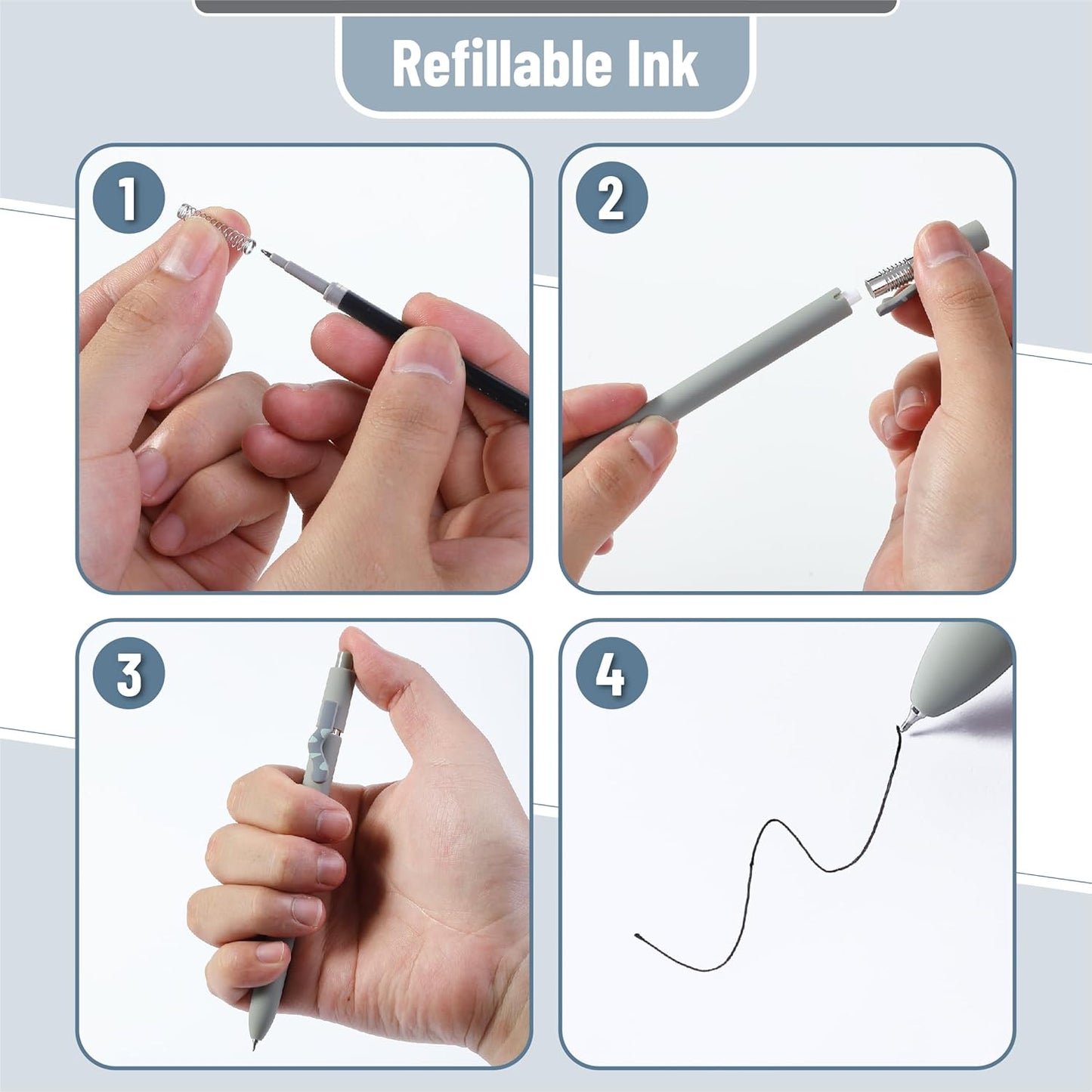 Mr. Pen- Retractable Gel Pens, 6 Pack, Black Ink, Cat Gel Pens, Cat's Tail Gel Pen Fine Point 0.5mm, Retractable Pens