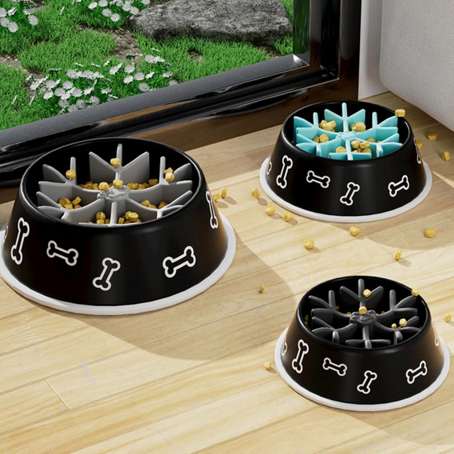 Smooth Flower Shape Pet Slow Feeding Bowl Anti-Choke Dog Multi-Specification Basins Food Feeder Bowls for Large Dogs Feeder Bowls Small Breeds