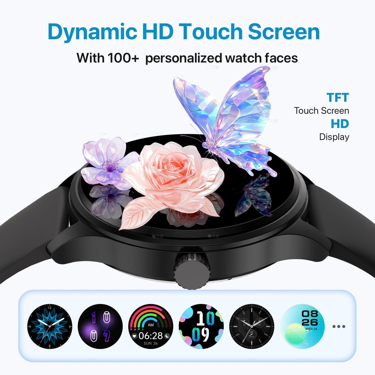 Smart Watch, HD Smartwatch for Men Women (Answer/Make Calls), Fitness Watch with 100+ Sport Modes, IP68 Waterproof/Heart Rate/Sleep Monitor, Activity Trackers for iOS/Android