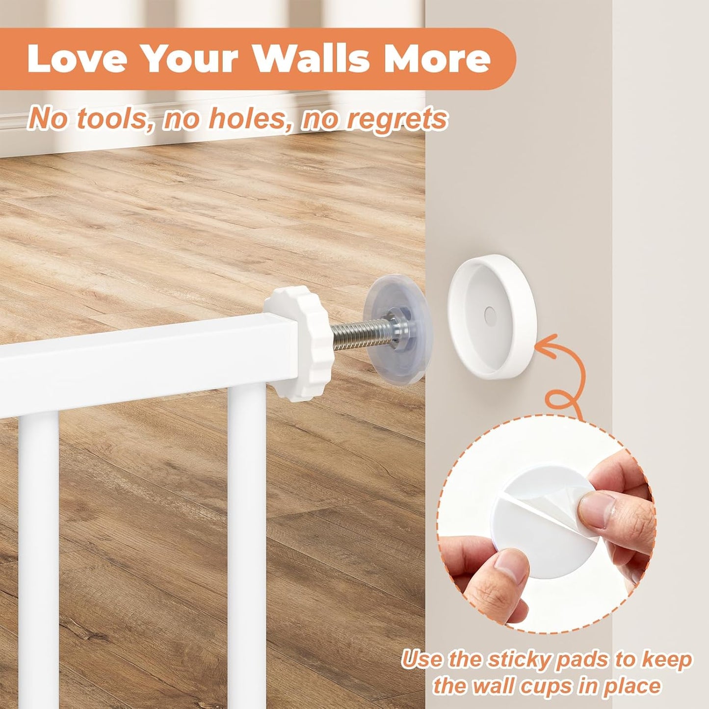 Baby Gate No Drilling, 29"-40" Auto Close Dog Gate Indoor for Doorways & Stairs, Pressure Mounted Adjustable Pet Gate, Easy Walk Through Child Gate for Children & Pets Stroller Friendly, White