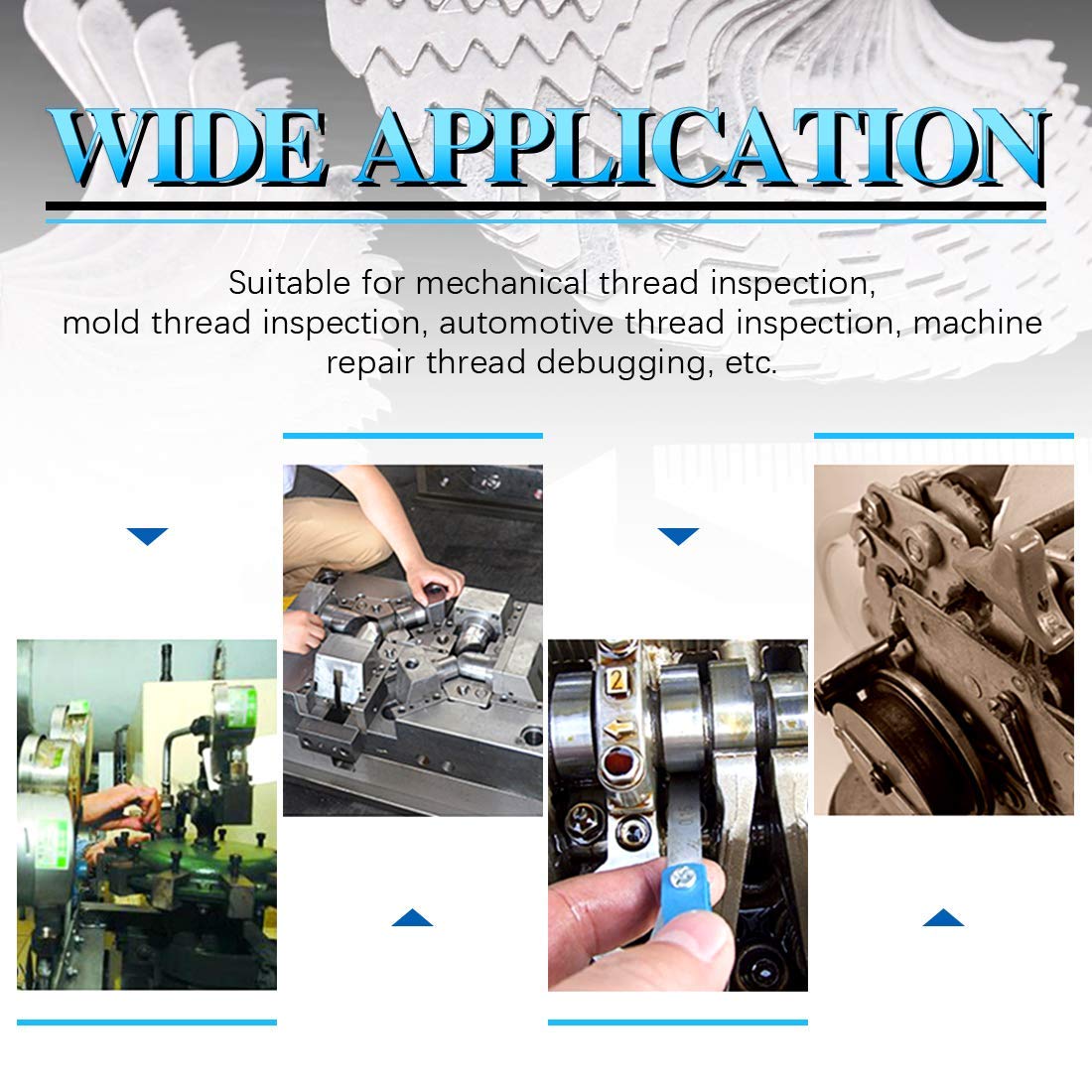 5 Pcs Thread Pitch Gauges Measure Tool Set,Stainless Steel Thread Gauges 3 Pcs 55 & 60 Degree Metric System Centre Gage + 51Pcs America SAE Type + 52 Pcs Metric & America SAE Type & British Whitworth