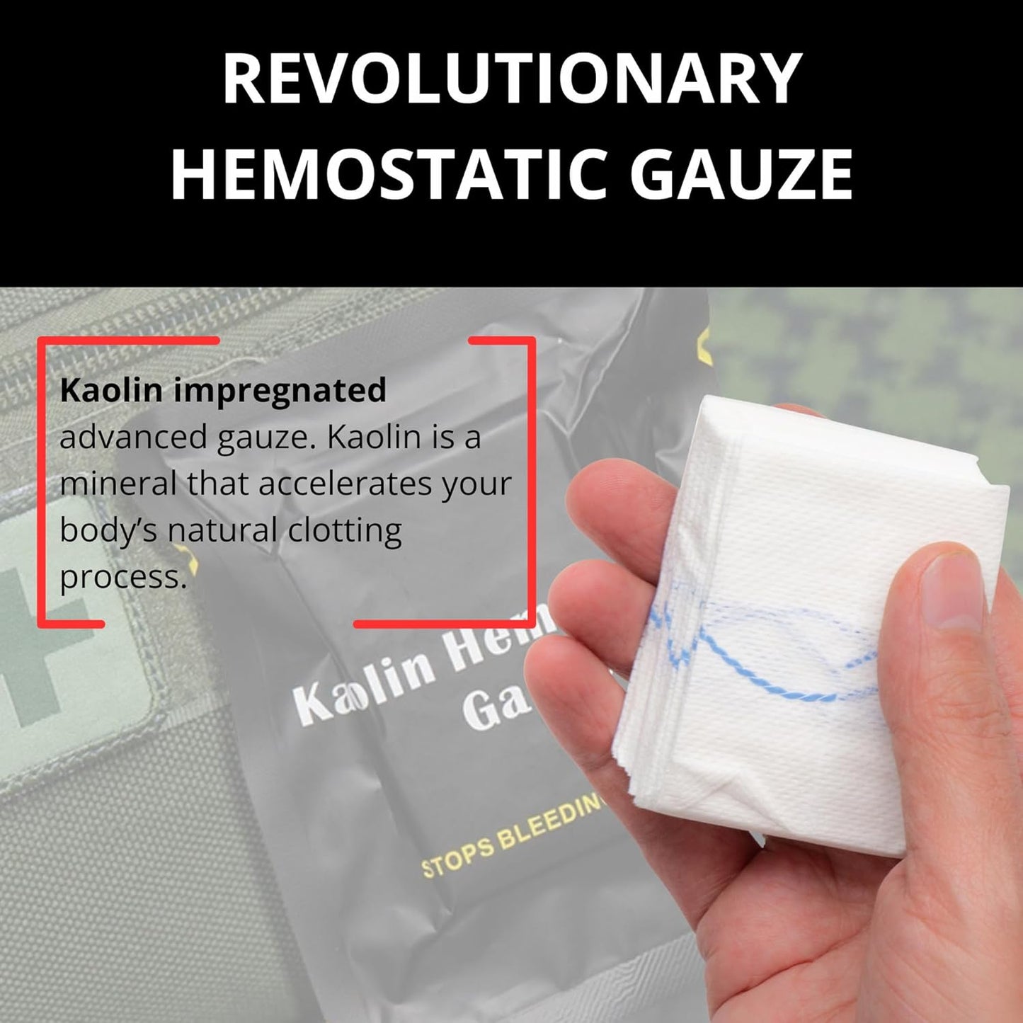 First Aid Advanced Quick Clot Combat Gauze - Flexible Hemostatic Gauze - to Stop The Bleed kit Faster Wound Packing withQuick Clotting Medical Gauze - Survival Kit Supplies - 3" x 12.5' (CT-GAUZE2)
