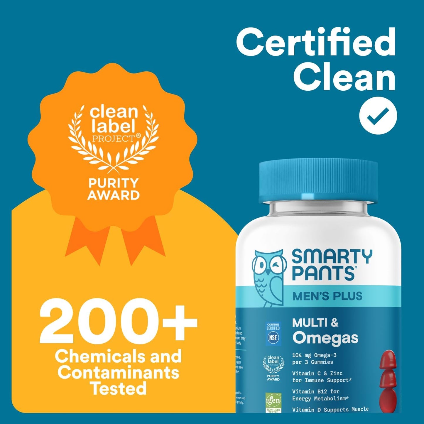 SmartyPants Men's Multivitamin Gummies, Omega 3 (DHA/EPA), Methylfolate, Vitamin D3, C, Vitamin B12, B6, Vitamin A, K, Zinc & Selenium, Gluten Free, 90 Count (30 Day Supply)
