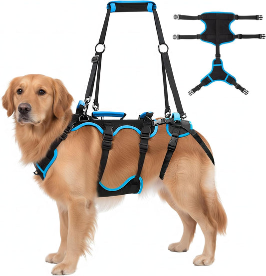 Dog Lift Harness for Large Dogs, 2-in-1 Detachable Full Body Support Acl Dog Sling Carrier with 4 Handles, Hind Assist Back Leg for Senior, Disabled, Arthritic & Post-Surgery Canines(Large)