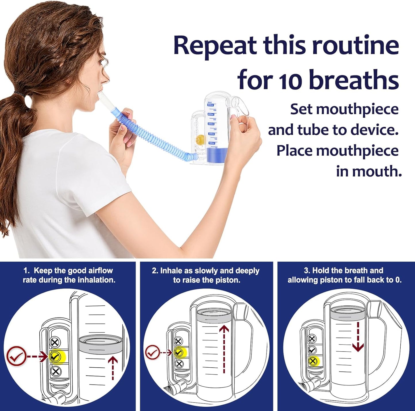 Incentive Spirometer Adult, Breathing Exercise Device for Lungs, Breathing Trainer