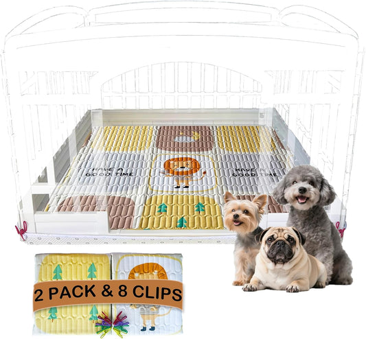 Washable Pee Pads with 4 Clips,39"x39",2-Pack,Quick-Absorbent Leakproof Non-Slip Reusable,for Potty Training&Disabled Dog,Fits 36" 4-Panel Playpens,Beds,Cars&Sofas,(Playpen Not Included)