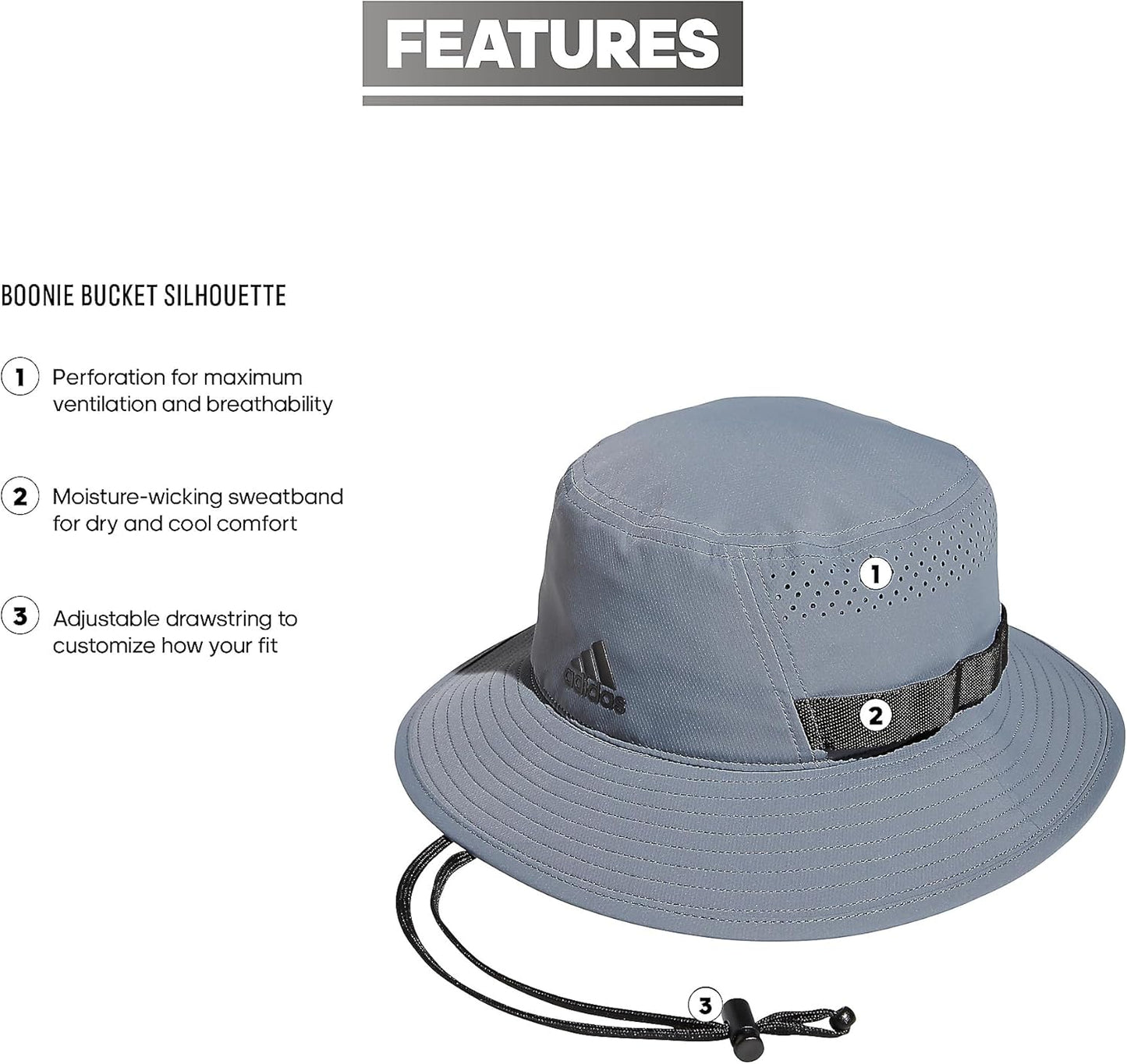 adidas Men's Victory Bucket Hat – Outdoor Sun Boonie for Fishing & Hiking