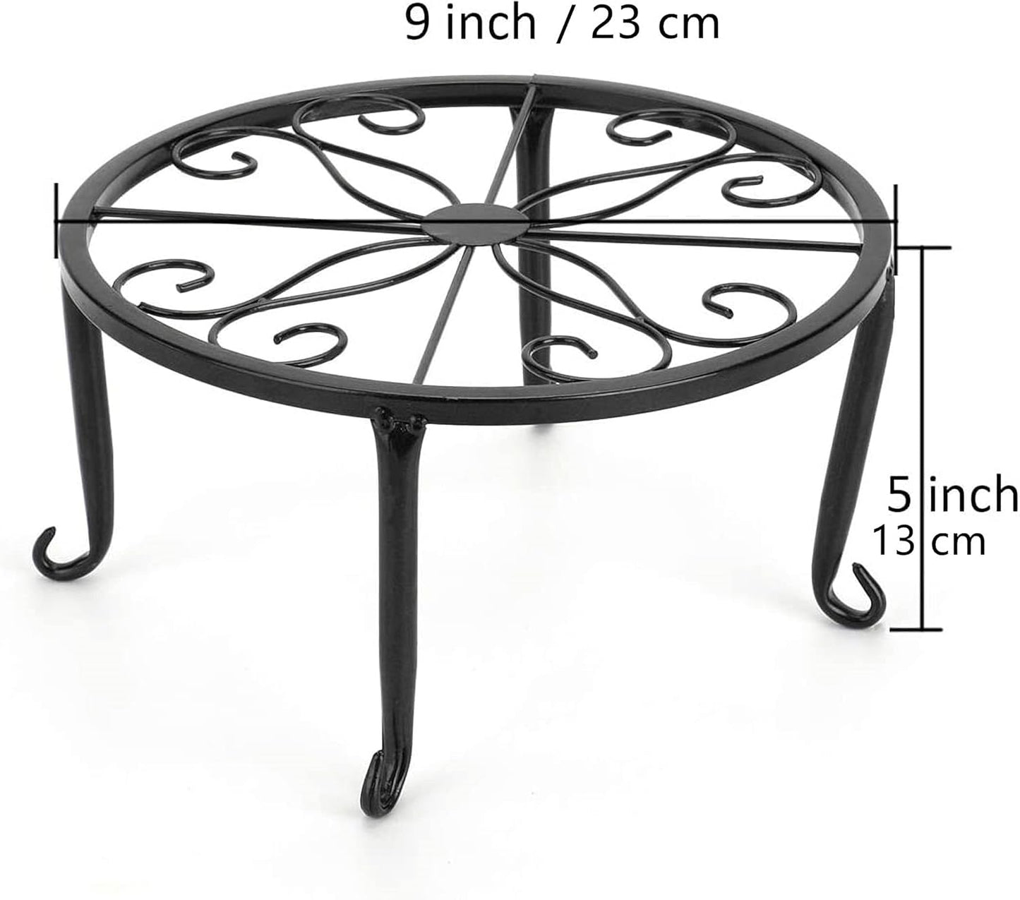 Tosnail 4 Pack Metal Plant Stand, Planter Support Rack, Plant Pot Stands, Planter Holder Heavy Duty, Rust Proof Iron Potted Plant Flower Pot Stand for Indoor Outdoor Garden Patio, Black, 9 Inch