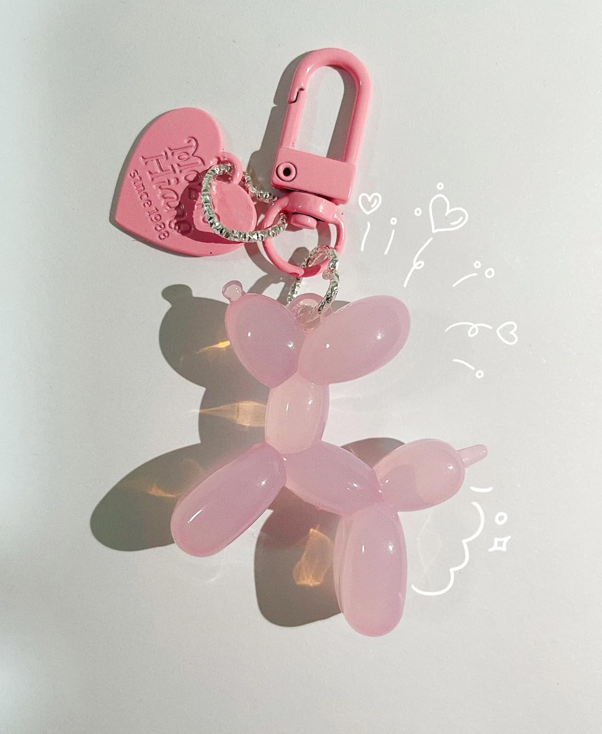 LAEKOU Jelly Balloon Dog Design Keychain for Women, Cute Girls Key Chain, Bag Charms Accessories for Car Purse Backpack