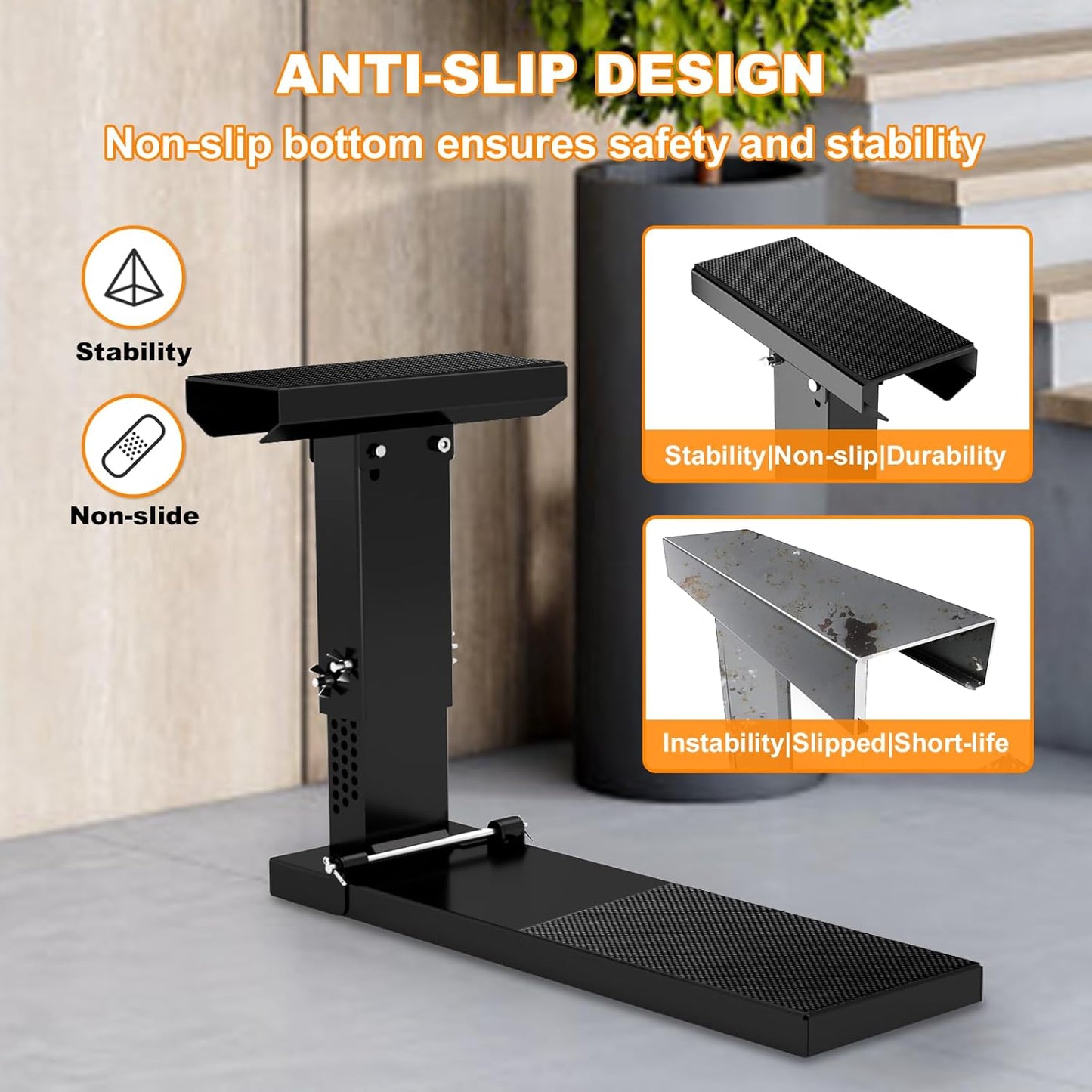 Foldable Heavy Duty Ladder Extender Pro-Adjustable Height 11.8-19.1", Ladder Leveler for Stair-Ladder Aide-Ladder Leveler for Extension Ladders with 23.7x7.5" Platform-Non-Slip Mat-Holds up to 880lbs