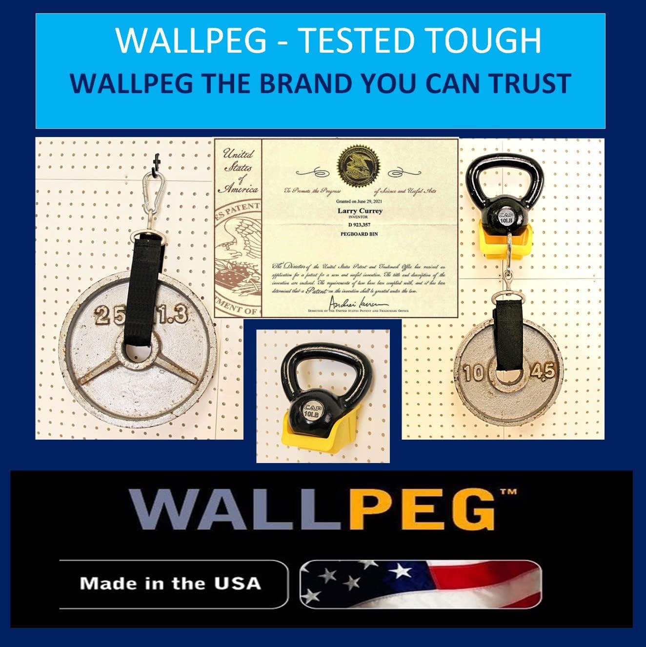 WallPeg Peg board Bin Kit - Kit PB-4 - Pegboard Accessories for Garage Storage & Tool Organizer - Workbench Bins Pegboard Accessories