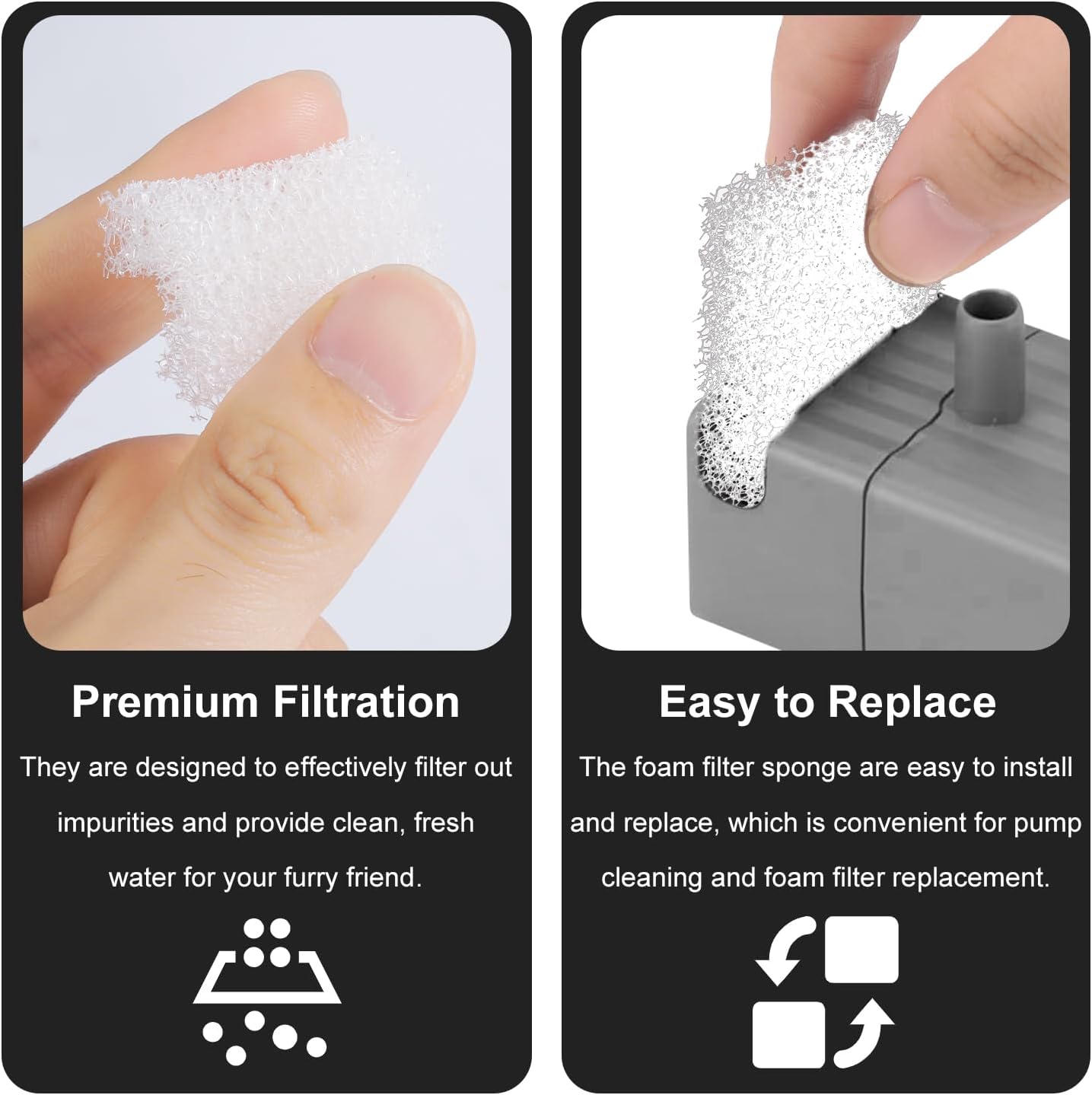 30pcs Pet Fountain Filters, Cat Drinking Water Filter Replacement Foam Filters Sponge Compatible with PETKIT Eversweet 3 Pro Eversweet Solo 2 EversweetSolo SE Wireless Pump Pet Water Fountain